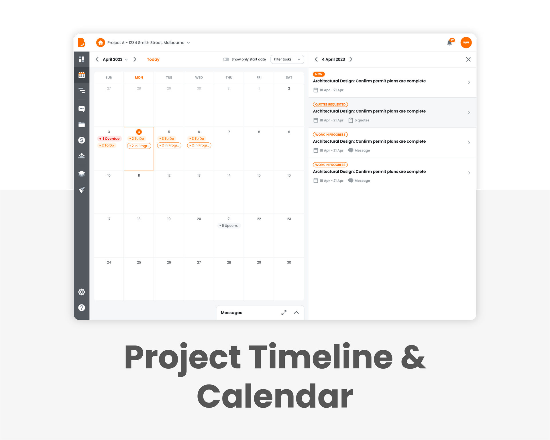 Home - Project timeline.