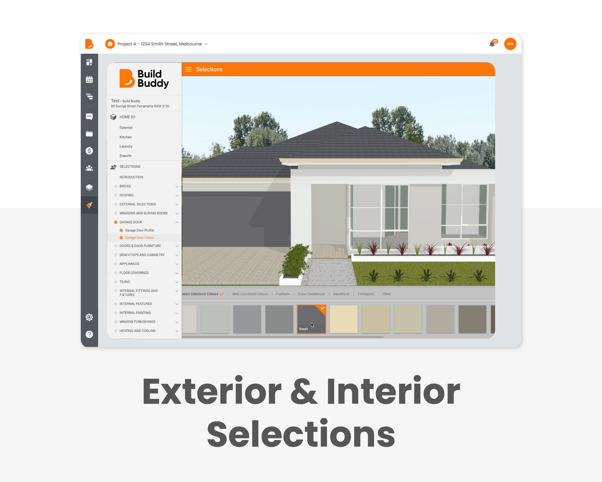 Features -exterior and interior selections.