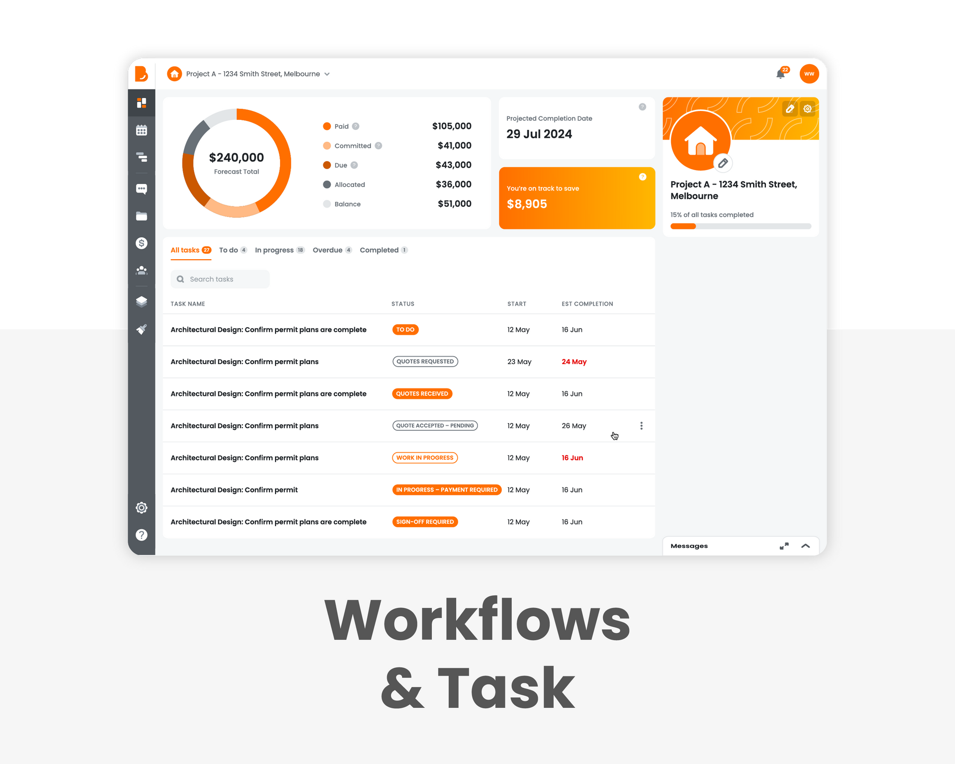 Home - Workflows and tasks.