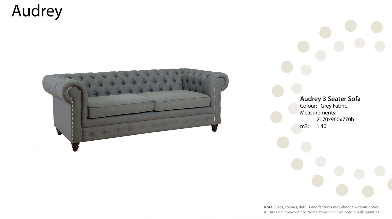 Audrls02 Audrey 3 Seat Sofa Grey — Furnishers in Alice Springs, NT