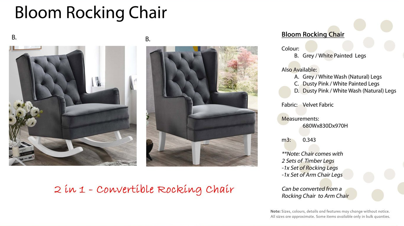 Blools6 Bloom Rocking Velvet Chair — Furnishers in Alice Springs, NT