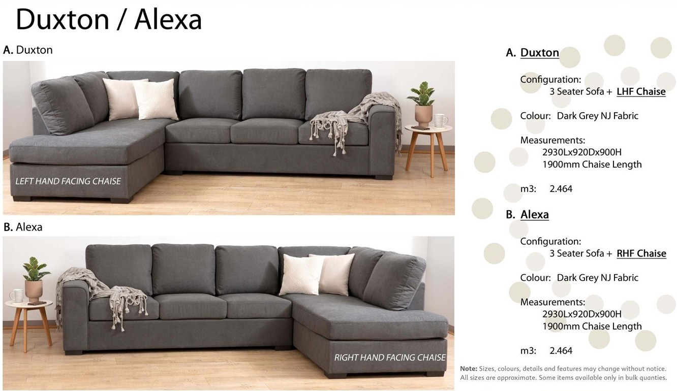 Alexls Dark Navy Duxton 3 Seater & Chaise  — Furnishers in Alice Springs, NT