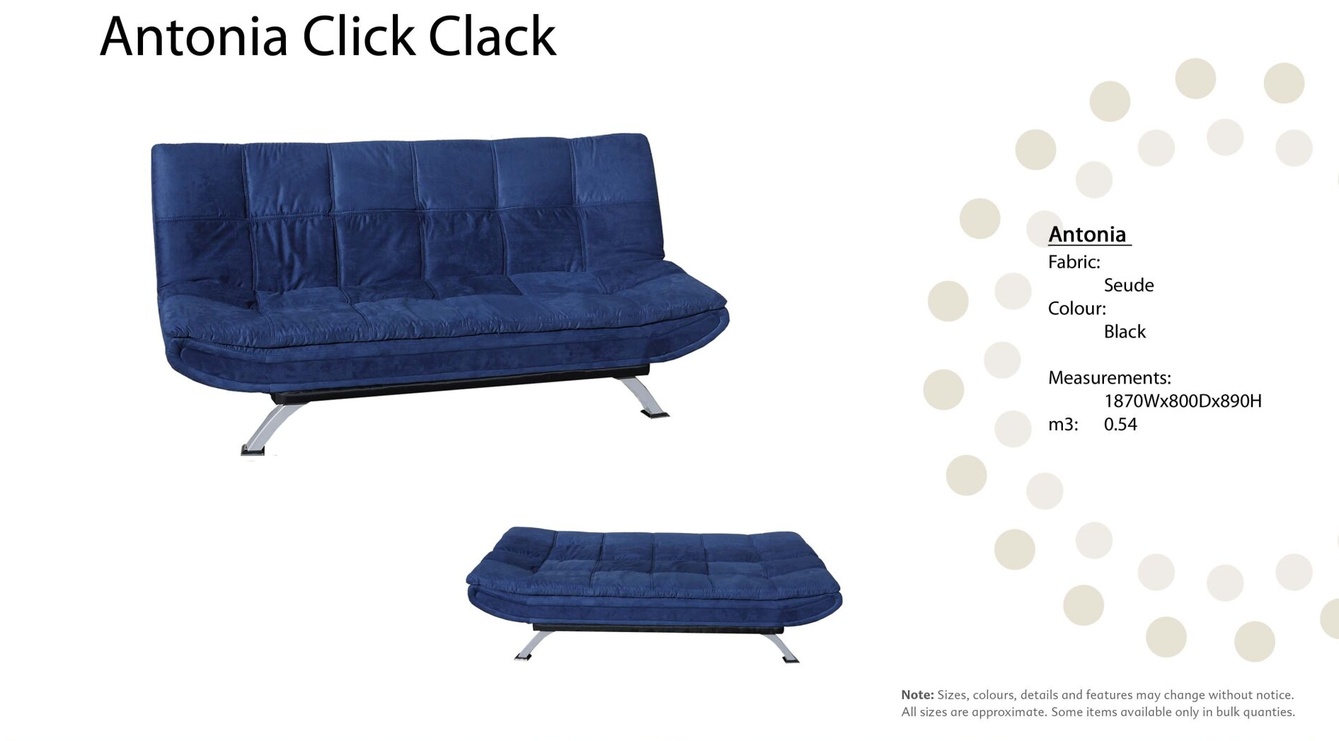 Antosofa04 Antonia Click Clack Suede — Furnishers in Alice Springs, NT