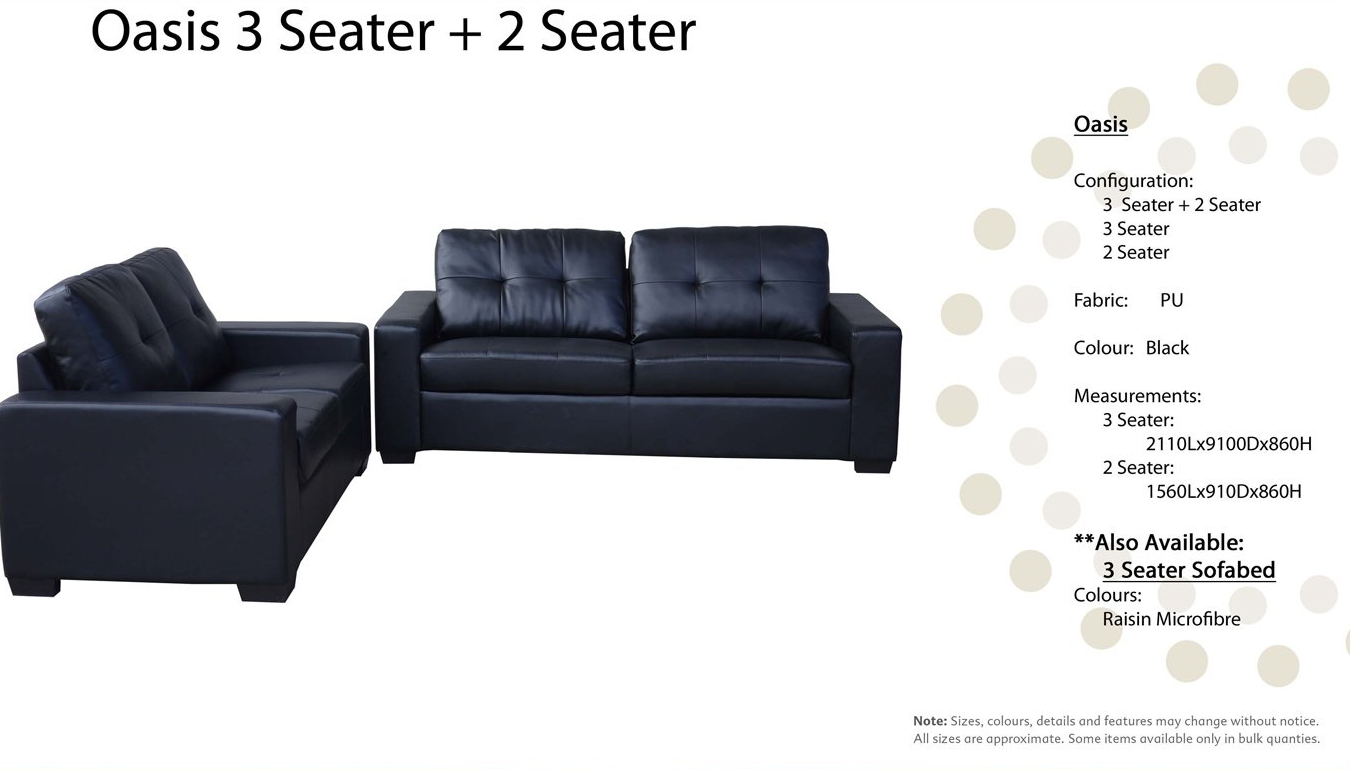 Oasis Sofa Black — Furnishers in Alice Springs, NT