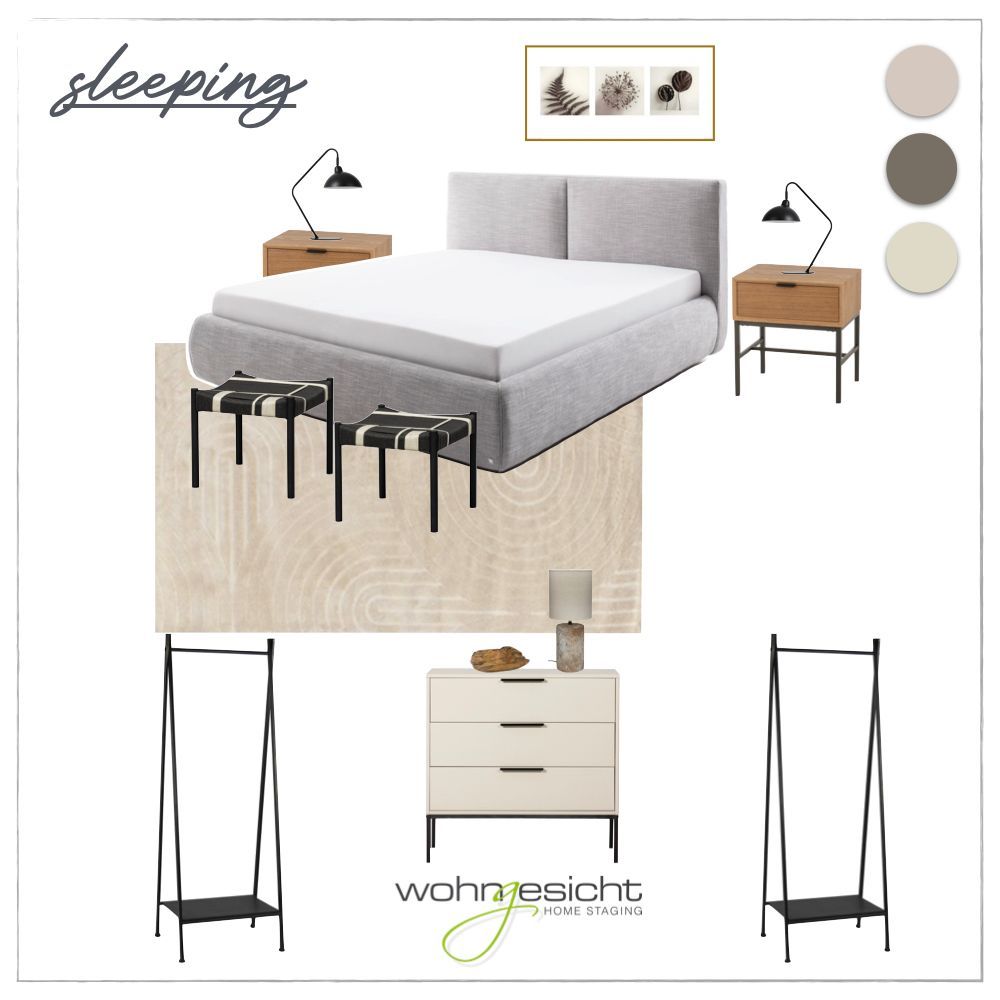 Möbel-Set Beispiel für ein beruhigendes Schlafzimmer