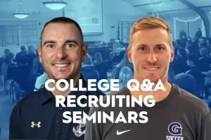 Pictures of coach Mike Melton and Cameron Fertenbaugh hosting a Coppermine Soccer College Recruiting