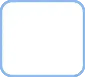 A white square with a blue border on a white background.