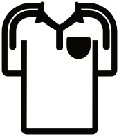 Coppermine Soccer Club's Development Phase - Elite Player Icon. A black and white icon of a shirt with a pocket representing Coppermine Soccer Club's Elite Player Program