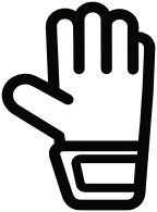 Coppermine Soccer Club's Development Phase - GoalKeeping Icon. A black and white icon of a hand with a glove representing a Soccer Keeper Glove fo Coppermine Soccer Club