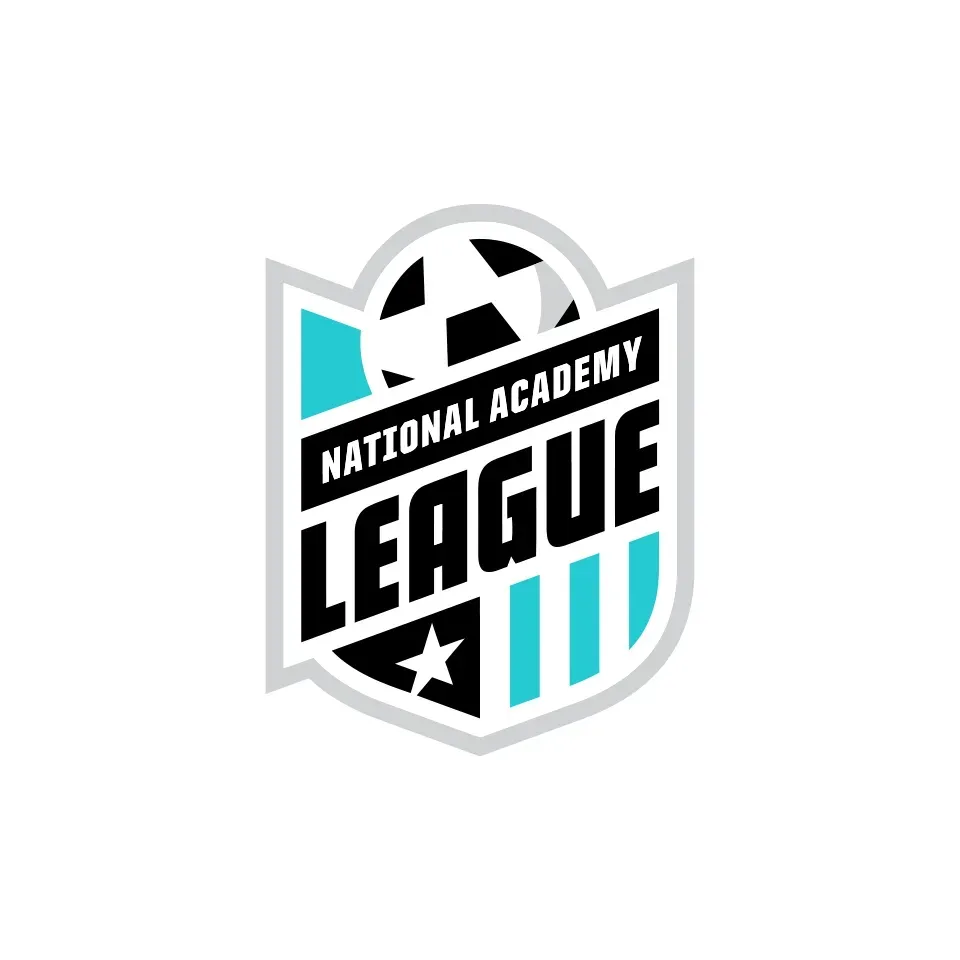 A logo for the national academy league with a soccer ball and a star.