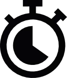 Coppermine Soccer Club's Development Phase - Performance Icon. A black and white icon of a stopwatch on a white background depicting Coppermine Soccer Club Performance