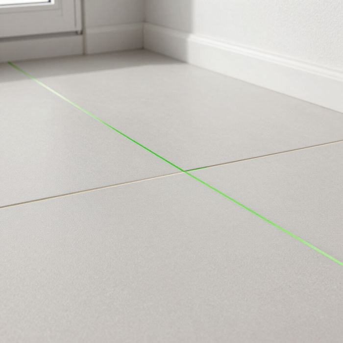TILE WITH LASER LEVEL ON GROUT LINE
