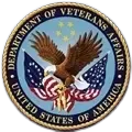 Department of Veterans Affairs seal with eagle, stars, and U.S. flag on a blue circular emblem