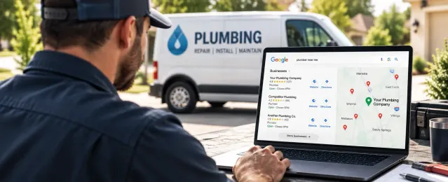 Hands holding a smartphone with the Google Ads logo in front of a computer analytics dashboard