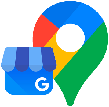Google Maps and Google Business Profile app icons side by side with blue, red, yellow, and green colors