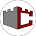 Red and white circular logo with a stylized door or box icon.