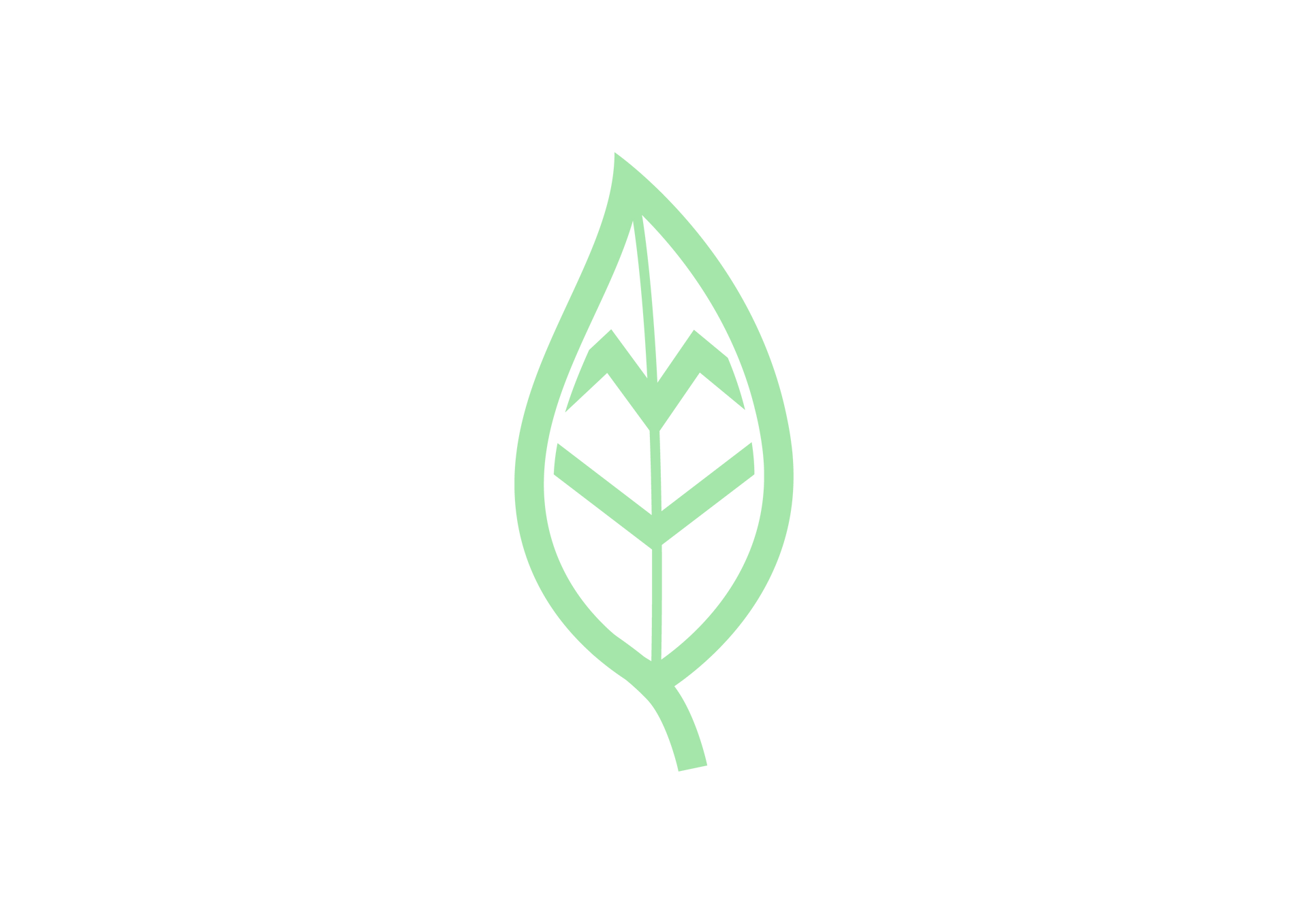 Green leaf logo inside a dark circular background