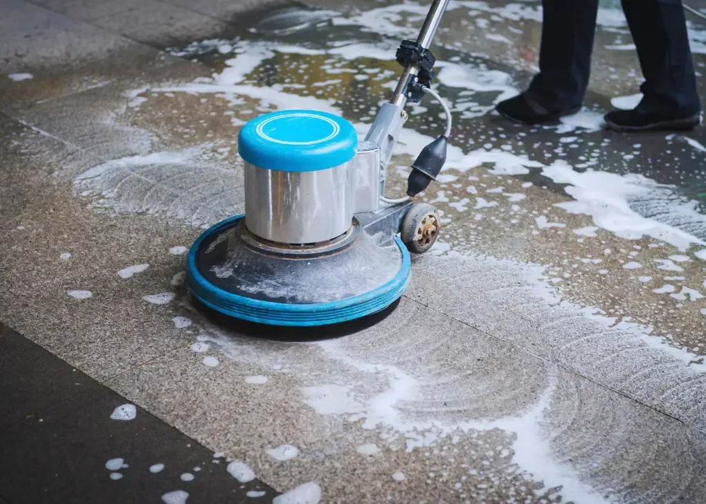 cleaning the floor