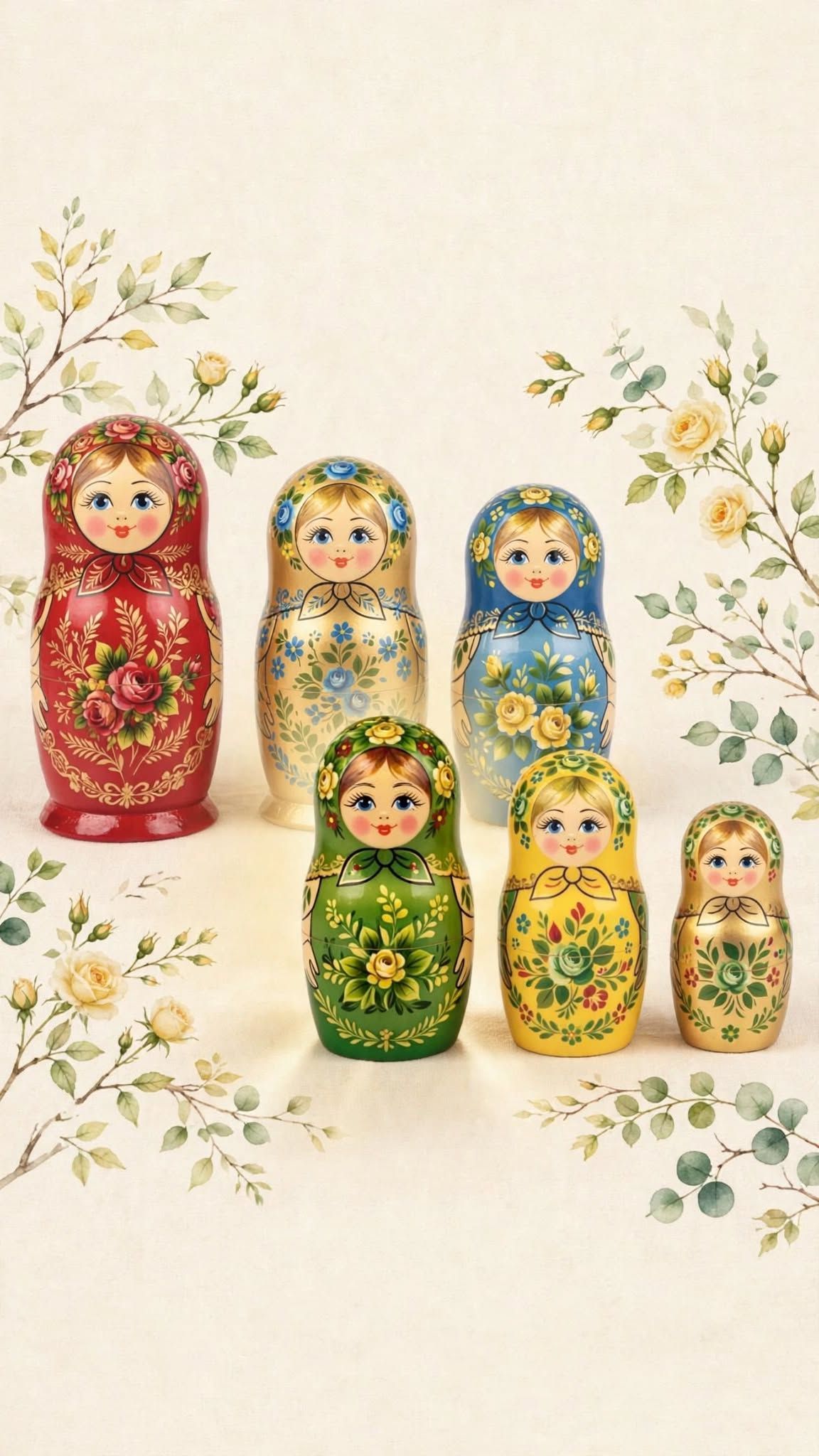 Collection of six Russian dolls