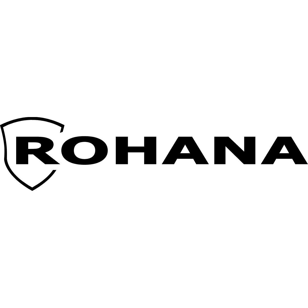 A black and white logo for a company called rohana.