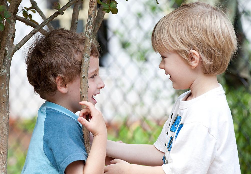 Montessori children playing outdoors