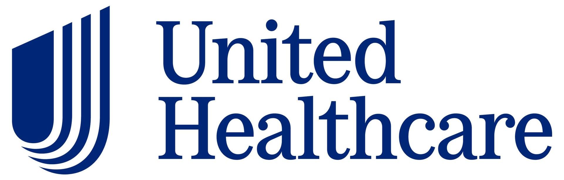 The logo for united healthcare is blue and white and has a shield on it.