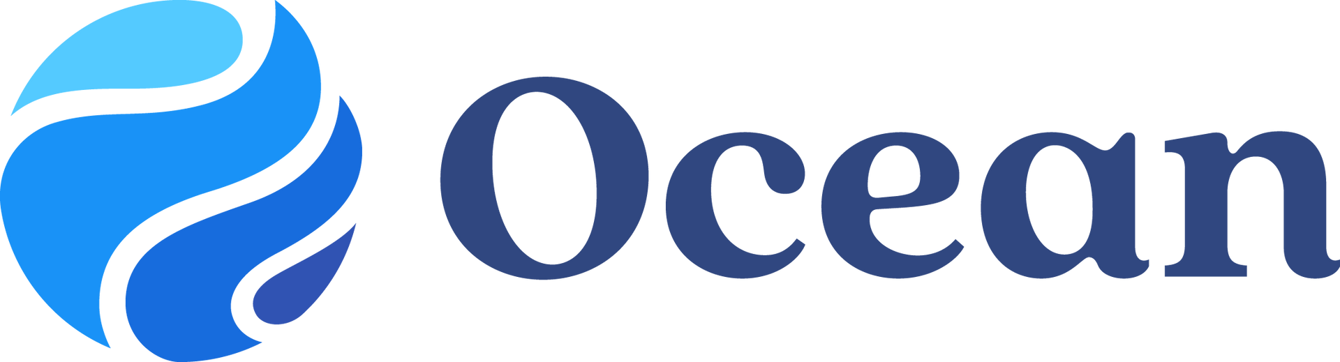 Ocean logo with blue wave icon and navy text