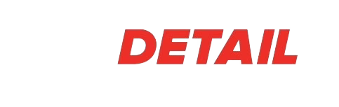 Red italic word “DETAIL” on a white background