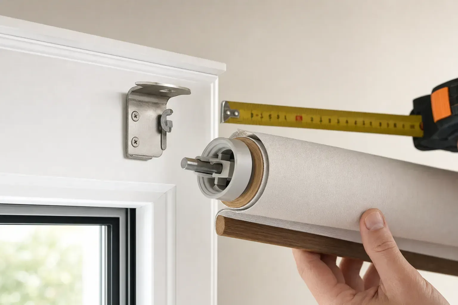 Measuring a window shade for installation beside a window frame Measuring a window shade for installation beside a window frame