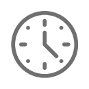 A gray clock icon showing the time as approximately 4:10.