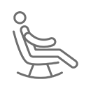 A line drawing of a person sitting in a rocking chair.