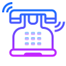 An icon of a telephone with a purple and blue gradient.
