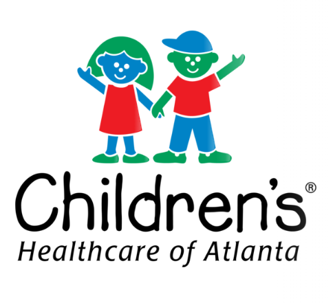 Children’s Healthcare of Atlanta logo with two smiling children in red and blue above the name
