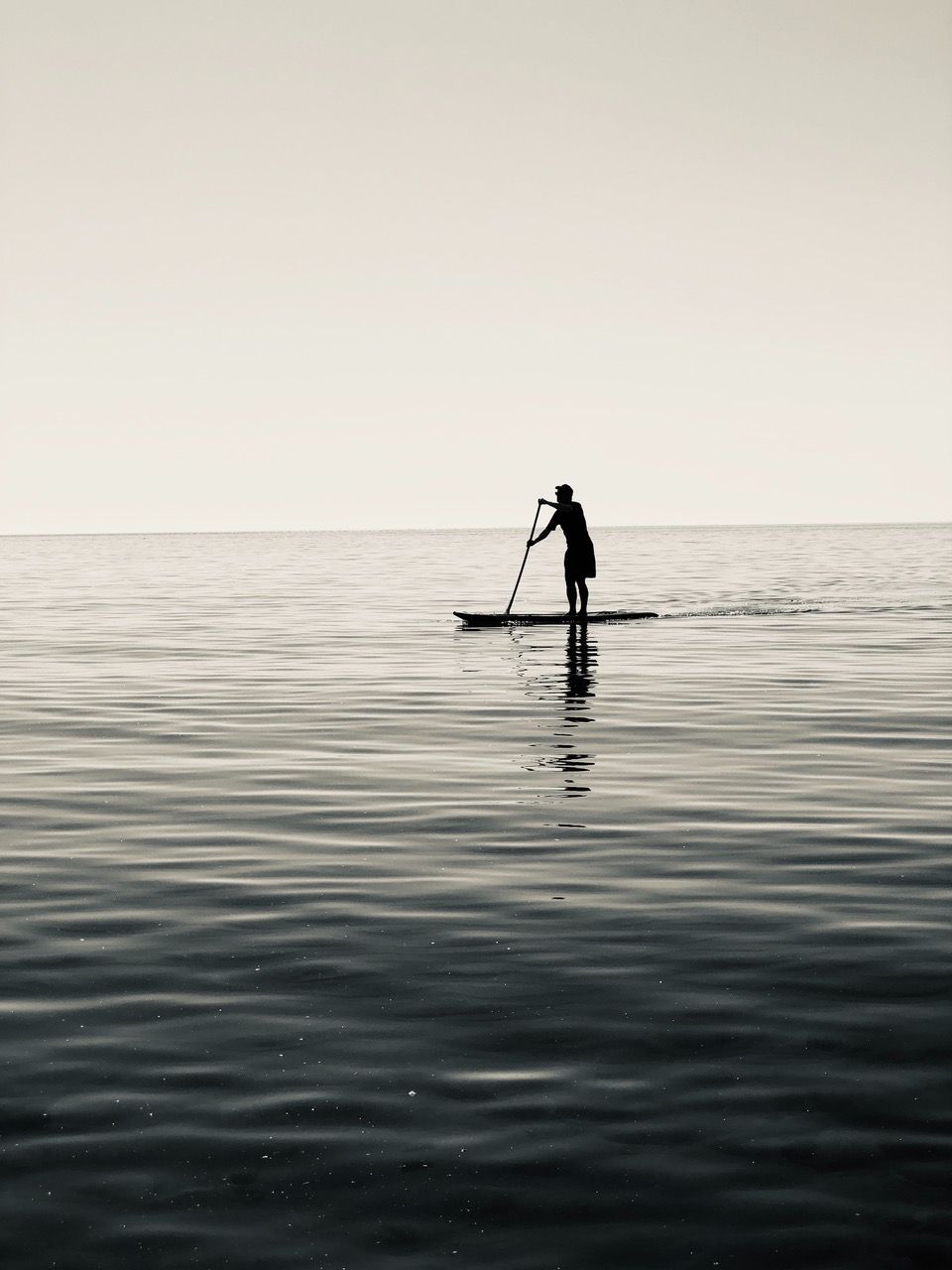 A person on a paddle board in the ocean
