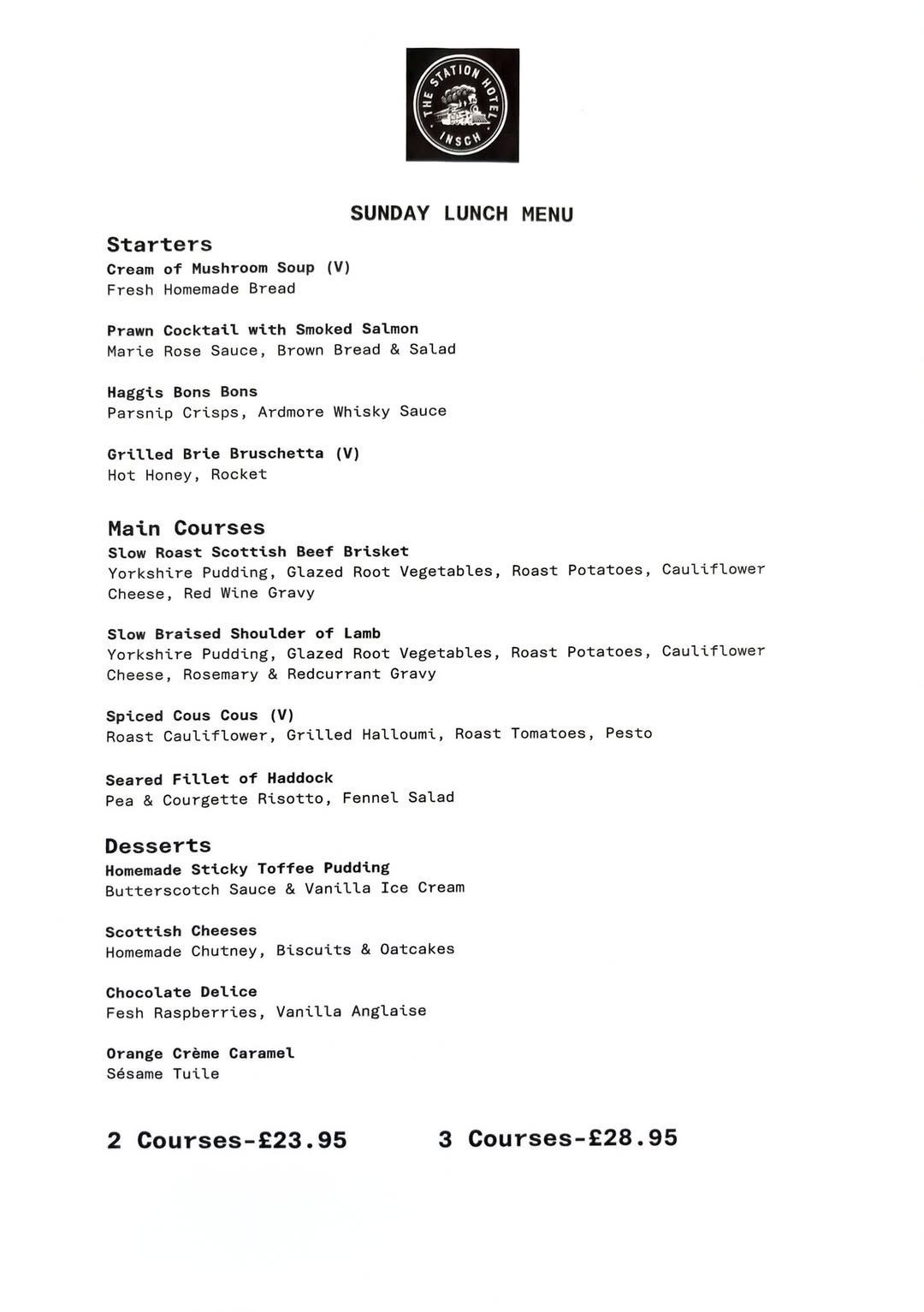 A menu with various dishes listed on it