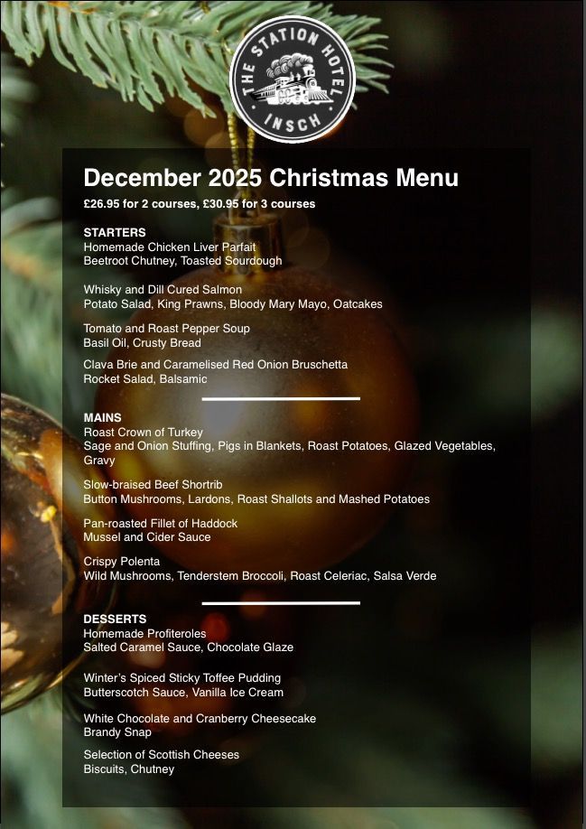 Festive restaurant menu
