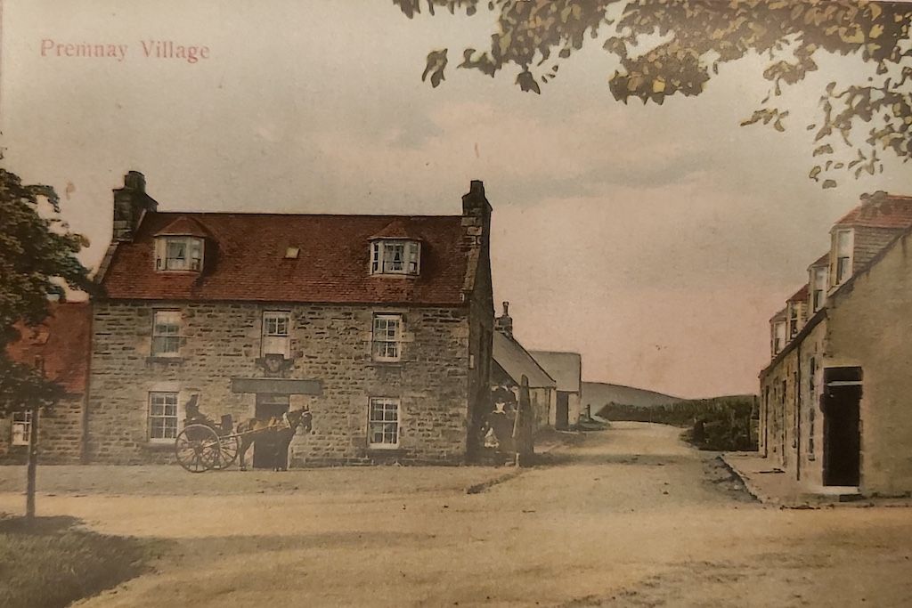 Premnay Hotel, now The Station Hotel Insch, with a horse and cart in front