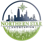 Northern Star Landscaping logo with skyline, star, bridge, and green grass