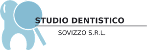 Logo dello Studio Dentistico Sovizzo SRL con icona di un dente azzurro e lente d'ingrandimento.