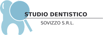 Logo dello Studio Dentistico Sovizzo SRL con icona di un dente azzurro e lente d'ingrandimento.