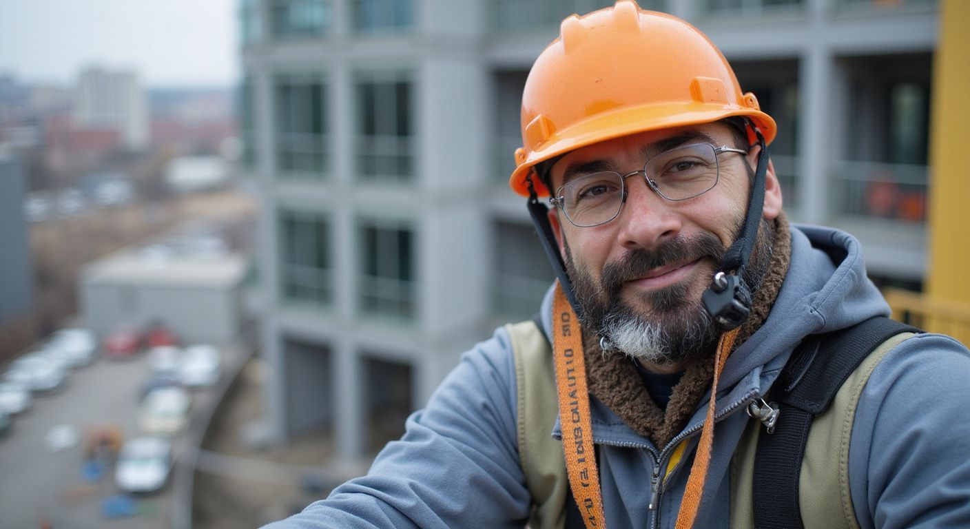 Fall Protection employee wearing hardhat and facing the camera