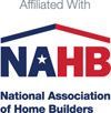 NAHB logo with blue and red text, “Affiliated With” above National Association of Home Builders.