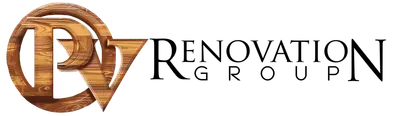 Logo for Renovation Group featuring a stylized "RV" in woodgrain, with the text "RENOVATION GROUP" in black.