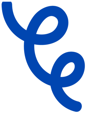 A blue swirl on a white background.