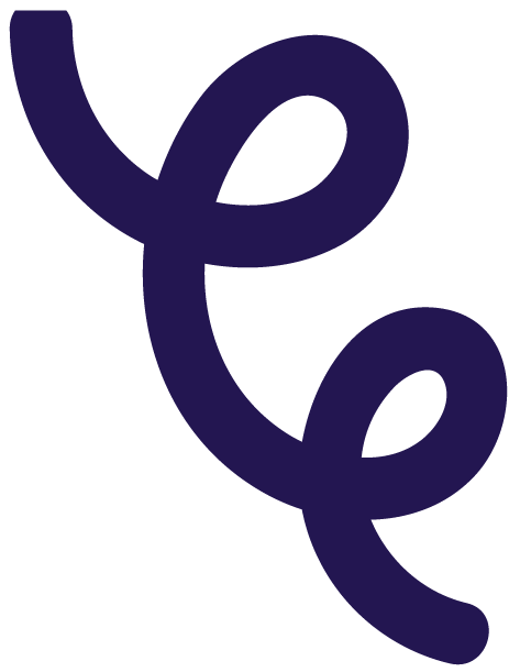 A blue swirl on a white background.