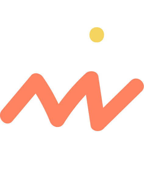 A cartoon drawing of a letter m with a yellow circle in the middle.
