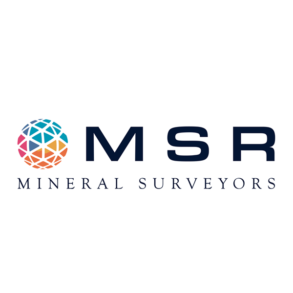 MSR Mineral Surveyors logo with multicolor globe icon and navy text on white background