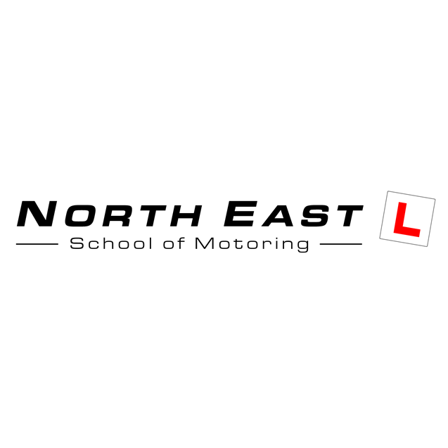 North East School of Motoring logo with red L learner plate on a white background
