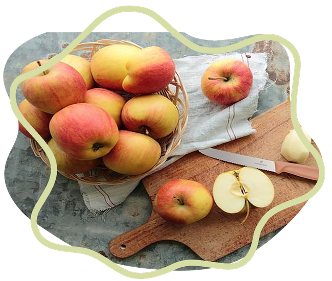 Basket of Peaches With Sliced Fruit on a Cutting Board and Rustic Cloth Backdrop — Kitchen Bar and More In Caloundra, QLD