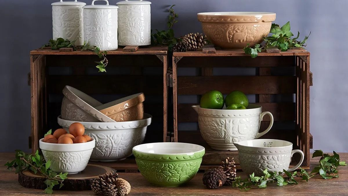 An Assortment of Patterned Ceramic Kitchen Bowls, Jars, and Cups — Kitchen Bar and More In Caloundra, QLD